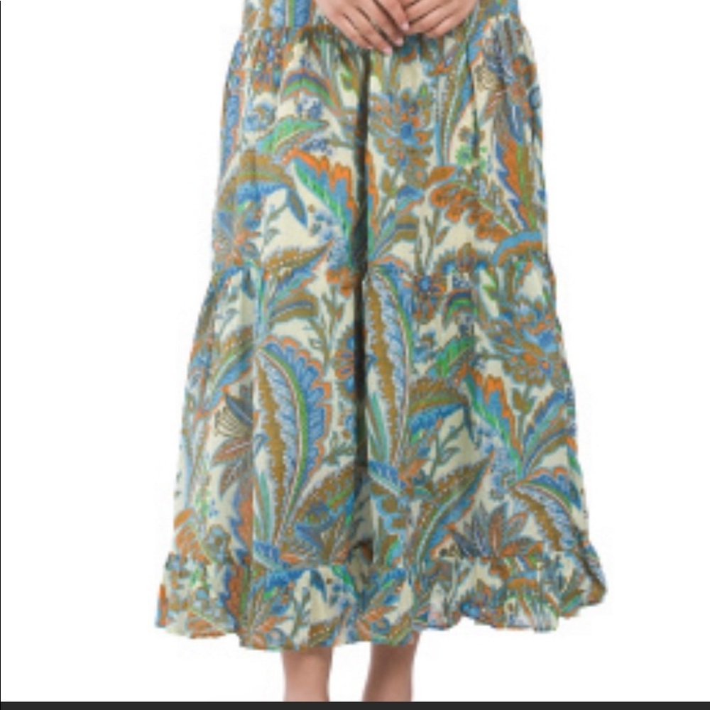 House of Harlow Boho Floral Ivory/
Blue Open Tie Cami Back Maxi Dress Small - Picture 5 of 5